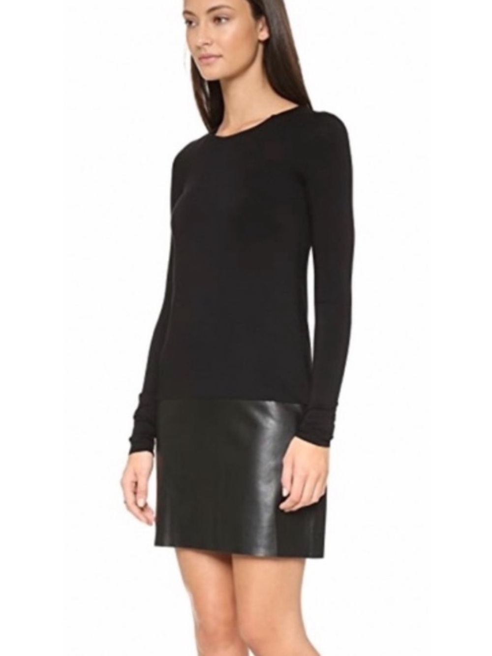 Bailey 44 Sedgwick Charcoal and Black Long-Sleeve Mixed-Media Dress - NWT